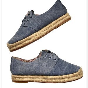 New Joie Denim Lace Up Espadrilles Sneaker…